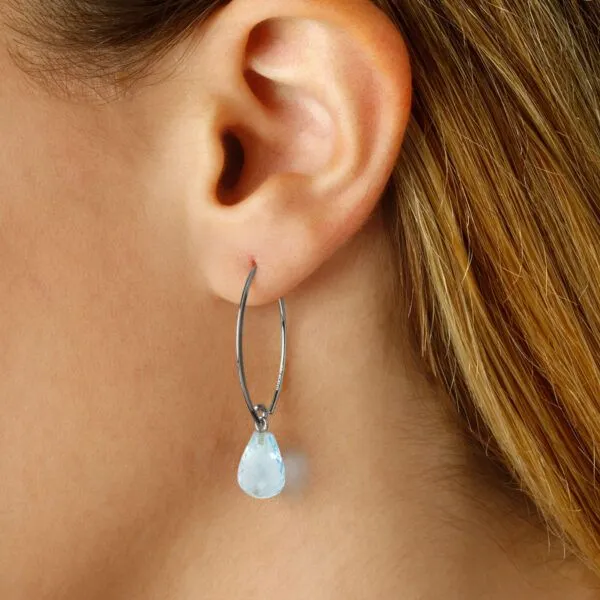 Blue Topaz Briolette Dangle Earrings Image 2 Miner's Den Jewelers Royal Oak, MI