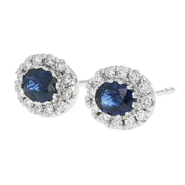 Sapphire & Diamond Oval Halo Earrings