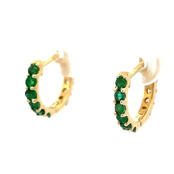 Emerald & Diamond Reversible Huggie Earrings