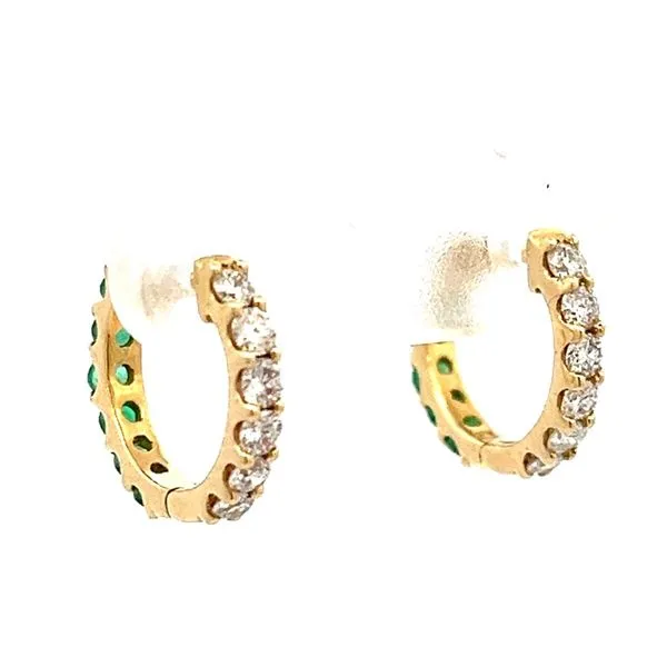 Emerald & Diamond Reversible Huggie Earrings