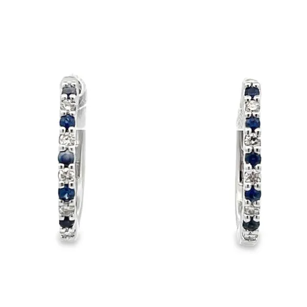 Sapphire & Diamond Huggie Earrings Image 2 Miner's Den Jewelers Royal Oak, MI