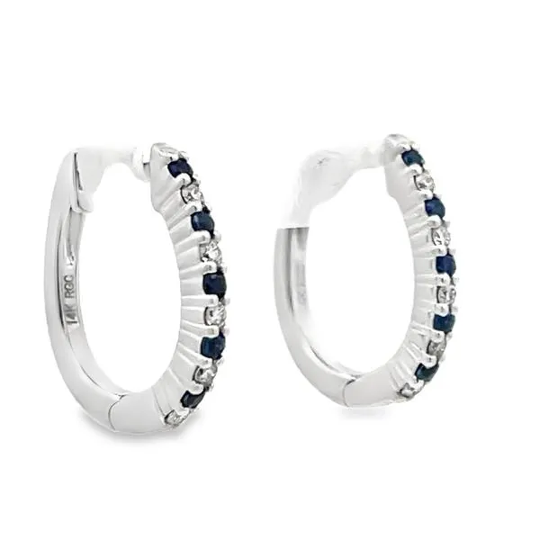Sapphire & Diamond Huggie Earrings Miner's Den Jewelers Royal Oak, MI