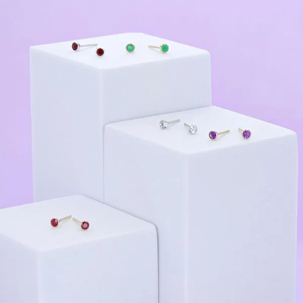 Petite Ruby Bezel Stud Earrings
