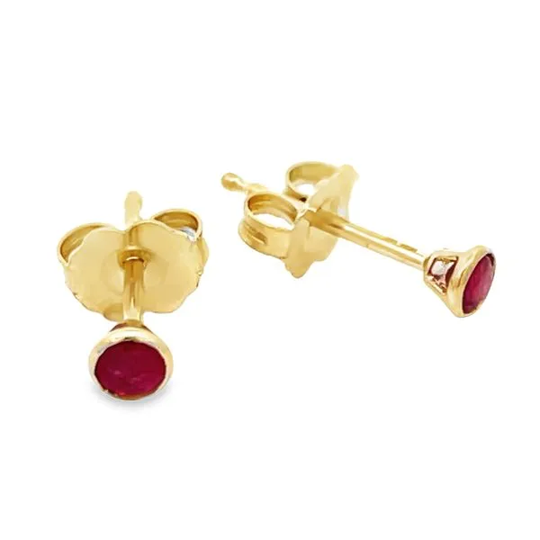 Petite Ruby Bezel Stud Earrings