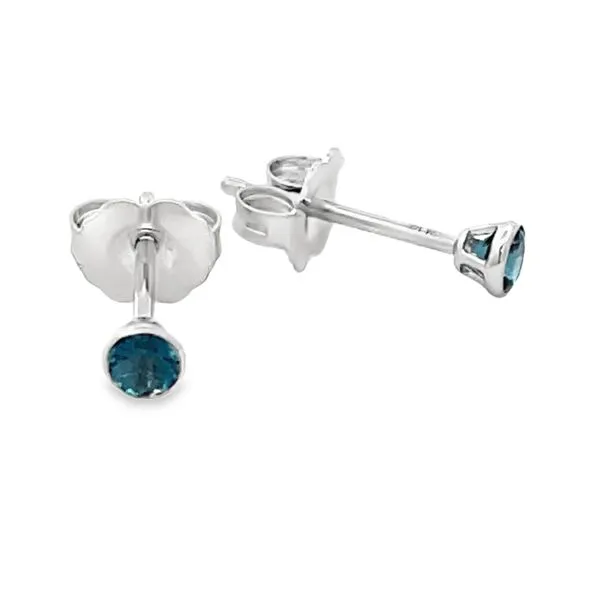 Petite London Blue Topaz Bezel Stud Earrings Miner's Den Jewelers Royal Oak, MI