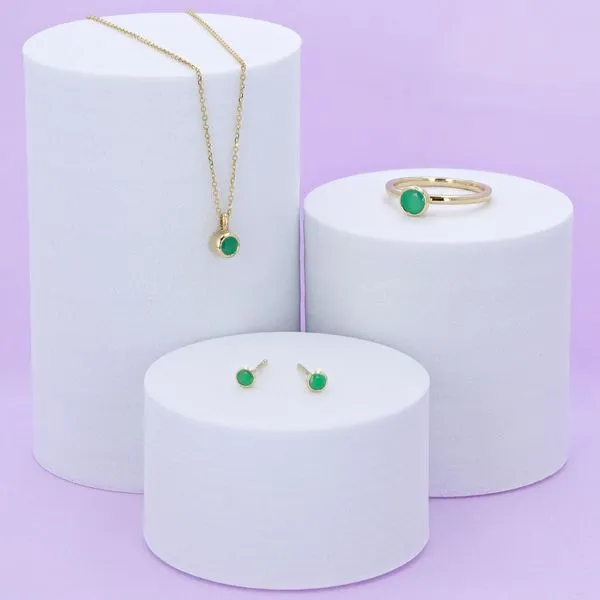 Petite Emerald Bezel Stud Earrings Image 2 Miner's Den Jewelers Royal Oak, MI