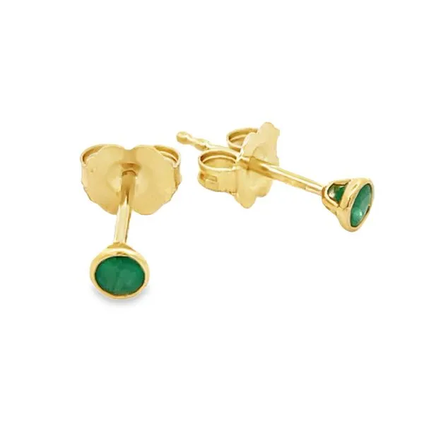 Petite Emerald Bezel Stud Earrings Miner's Den Jewelers Royal Oak, MI