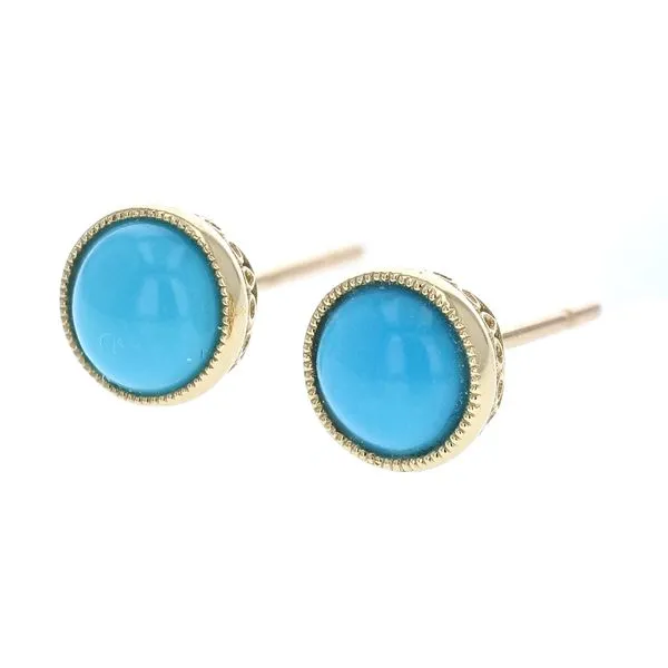 Turquoise Textured Bezel Set Earrings Miner's Den Jewelers Royal Oak, MI