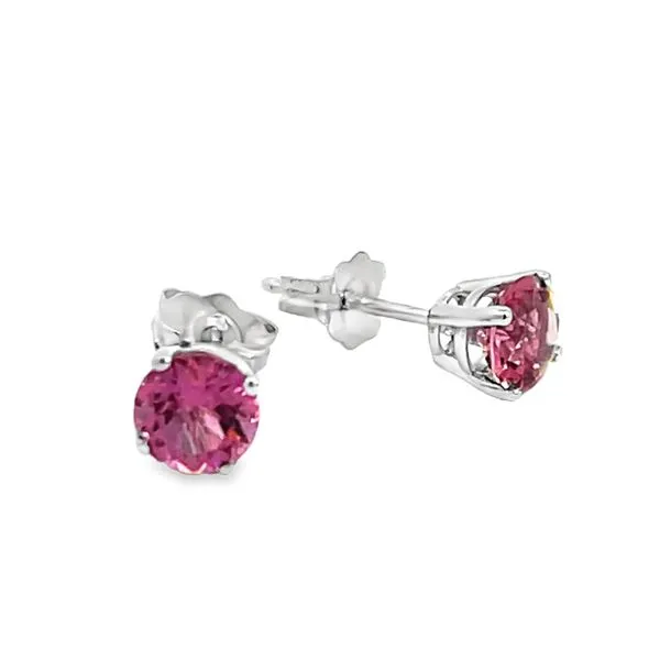 5mm Pink Tourmaline Stud Earrings