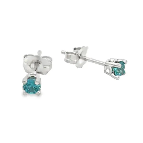 3mm Blue Zircon Stud Earrings Miner's Den Jewelers Royal Oak, MI