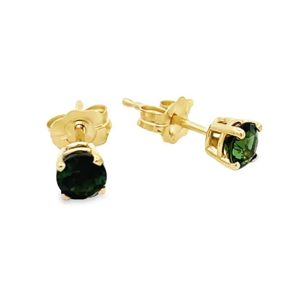 4mm Round Green Tourmaline Earrings