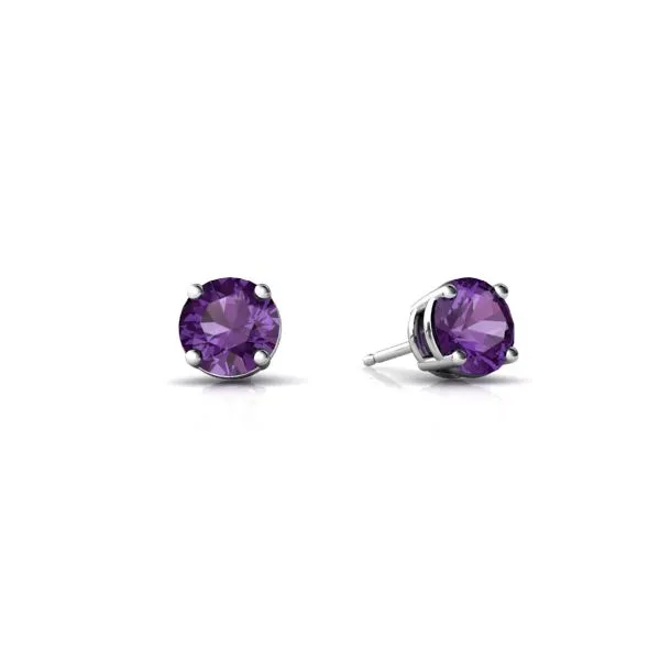 Sterling Silver 5mm Amethyst Earrings