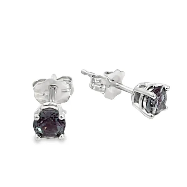 4mm Created Alexandrite Stud Earrings