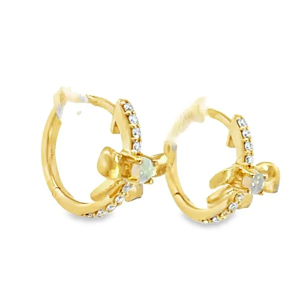 Bow Opal Hoop Earrings Image 3 Miner's Den Jewelers Royal Oak, MI