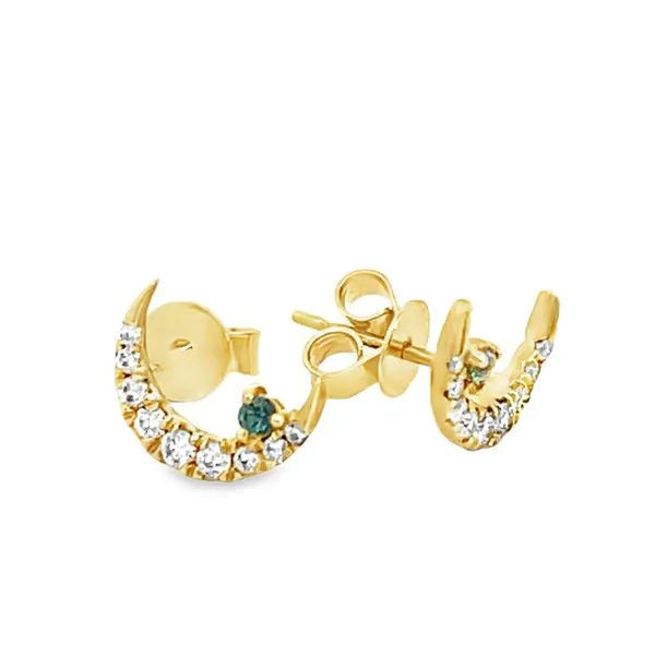Diamond and Sapphire Moon Earrings