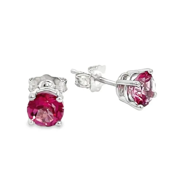 Sterling Silver 5mm Pink Topaz Earrings Miner's Den Jewelers Royal Oak, MI