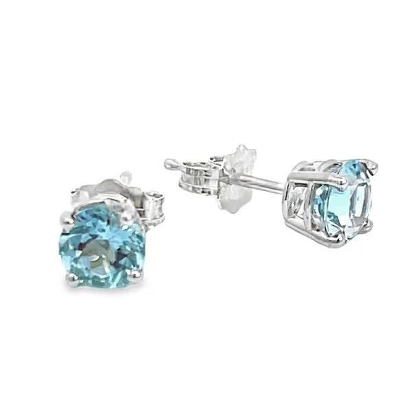 Sterling Silver 5mm Blue Zircon Earrings Miner's Den Jewelers Royal Oak, MI