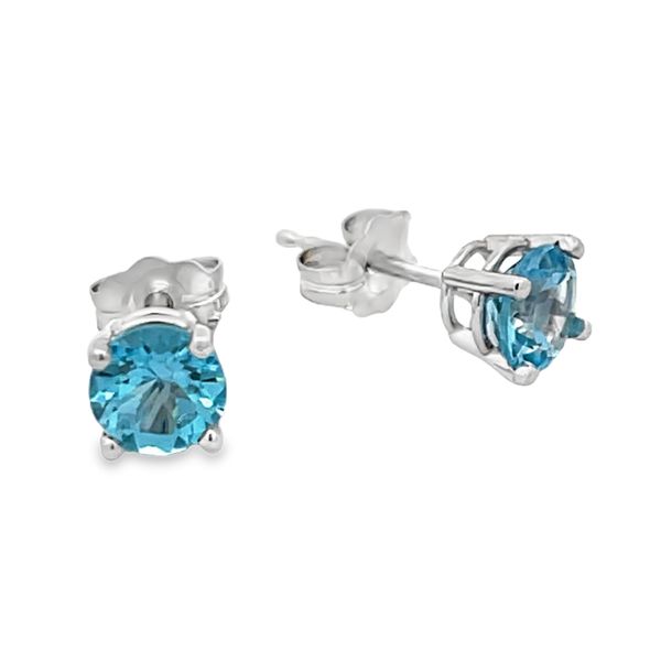 5mm Round Blue Topaz Stud Earrings Miner's Den Jewelers Royal Oak, MI