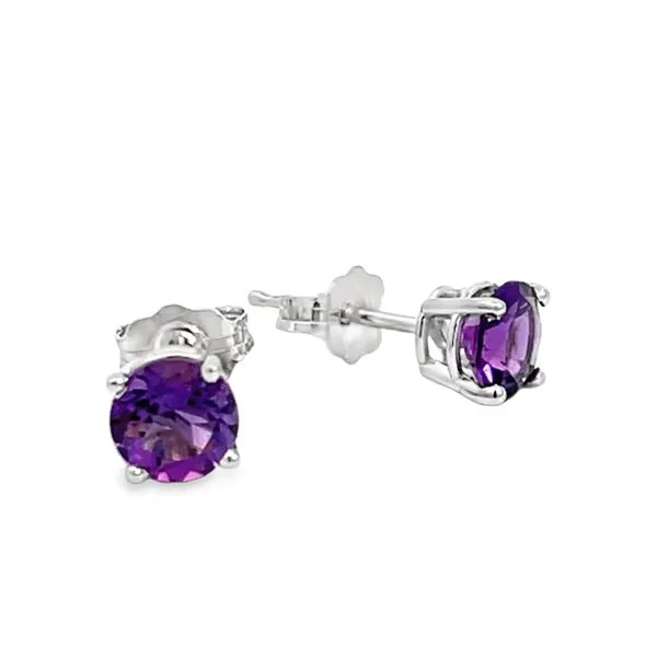 Sterling Silver 5mm Amethyst Earrings Miner's Den Jewelers Royal Oak, MI