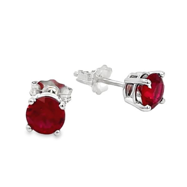 Sterling Silver 5mm Created Ruby Earrings Miner's Den Jewelers Royal Oak, MI