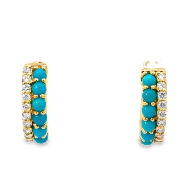 Turquoise & Diamond Huggie Earrings Miner's Den Jewelers Royal Oak, MI