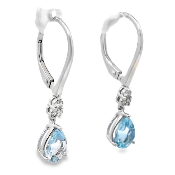 Aquamarine & Diamond Dangle Earrings Image 2 Miner's Den Jewelers Royal Oak, MI