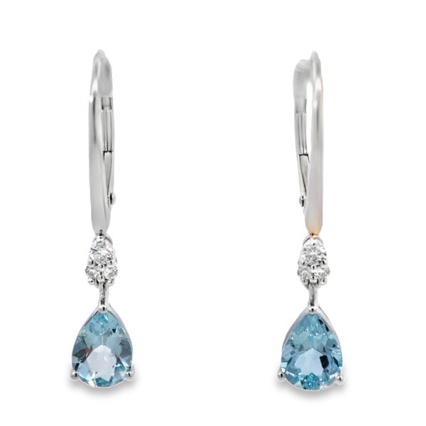 Aquamarine & Diamond Dangle Earrings Miner's Den Jewelers Royal Oak, MI