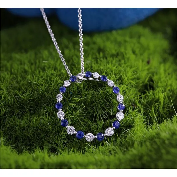Sapphire & Diamond Open Circle Pendant