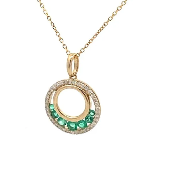 Emerald & Diamond Circle Pendant