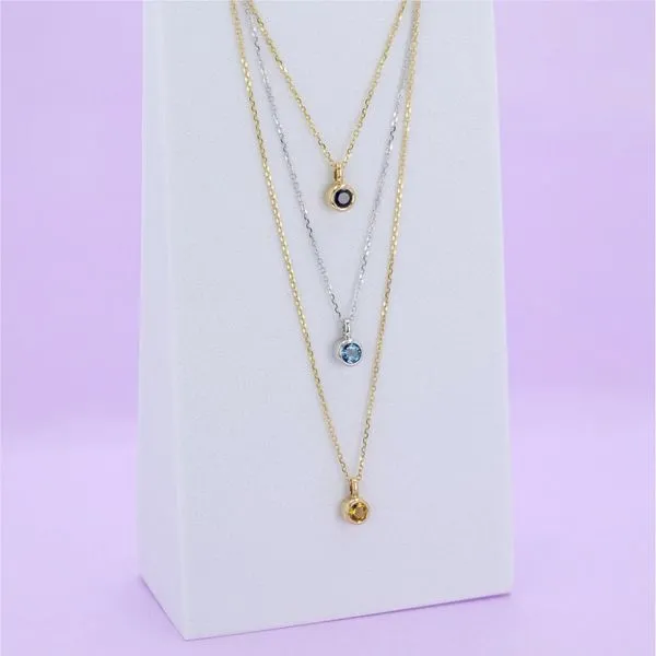 Rhodolite Garnet Bezel Set Solitaire Necklace Image 3 Miner's Den Jewelers Royal Oak, MI