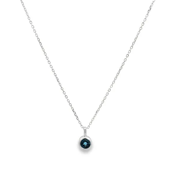 London Blue Topaz Bezel Set Solitaire Necklace Image 2 Miner's Den Jewelers Royal Oak, MI