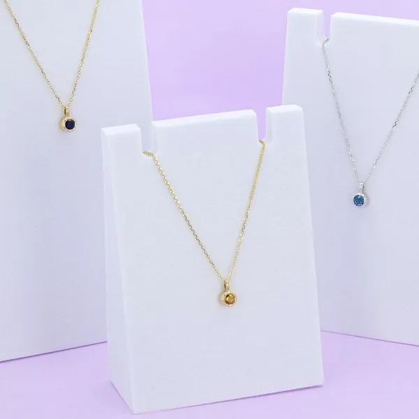 London Blue Topaz Bezel Set Solitaire Necklace Image 3 Miner's Den Jewelers Royal Oak, MI