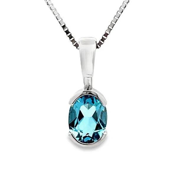 Oval Blue Topaz Pendant