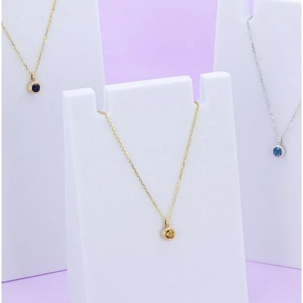 Peridot Garnet Bezel Set Solitaire Necklace