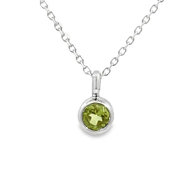 Peridot Garnet Bezel Set Solitaire Necklace