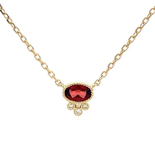 Garnet & Diamond Station Necklace Miner's Den Jewelers Royal Oak, MI