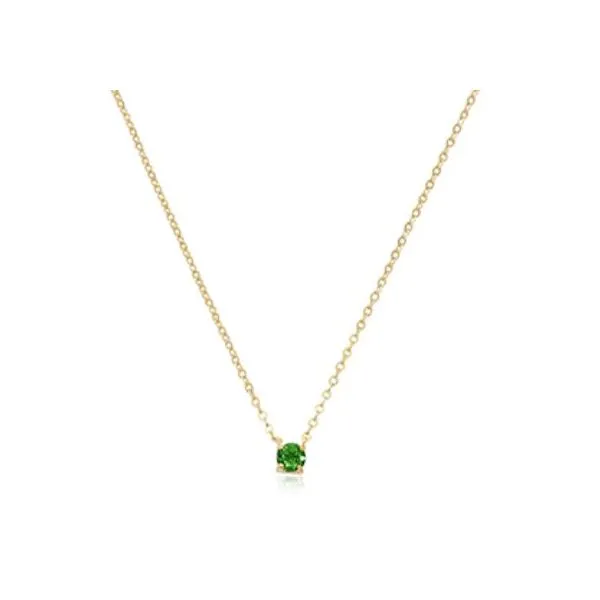 4mm Emerald Solitaire Necklace