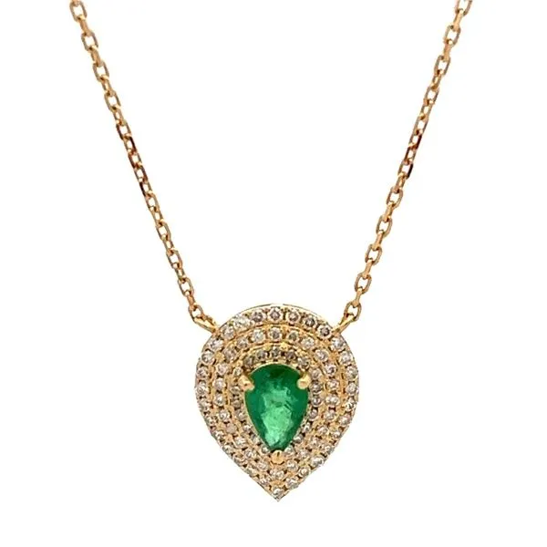 Pear Shape Emerald Double Halo Pendant