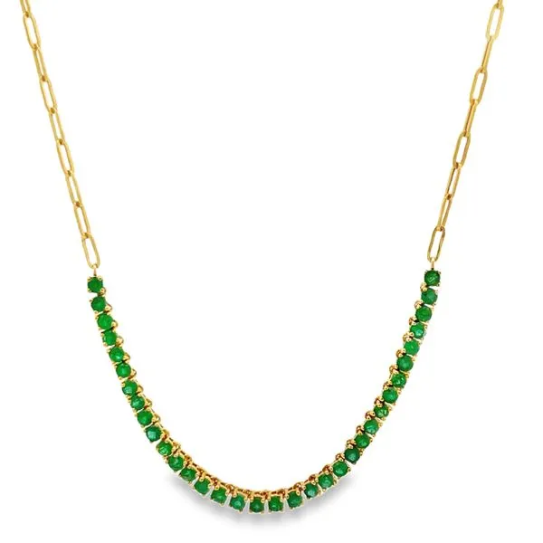 Emerald Tennis Chain Station Necklace