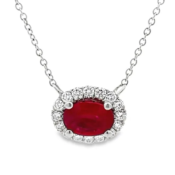 Ruby & Diamond Station Necklace Image 2 Miner's Den Jewelers Royal Oak, MI