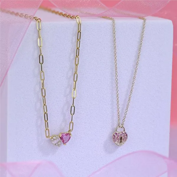 Pink Sapphire & Diamond Necklace Image 3 Miner's Den Jewelers Royal Oak, MI