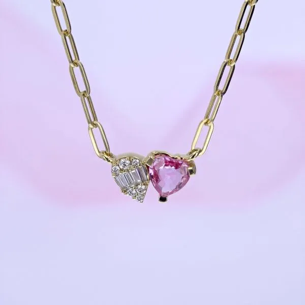 Pink Sapphire & Diamond Necklace Image 4 Miner's Den Jewelers Royal Oak, MI
