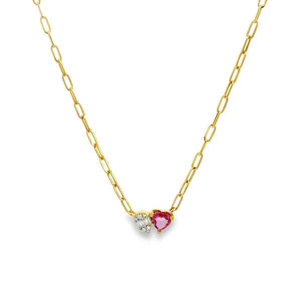 Pink Sapphire & Diamond Necklace Image 2 Miner's Den Jewelers Royal Oak, MI