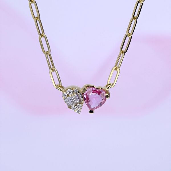 Pink Sapphire & Diamond Necklace Image 4 Miner's Den Jewelers Royal Oak, MI