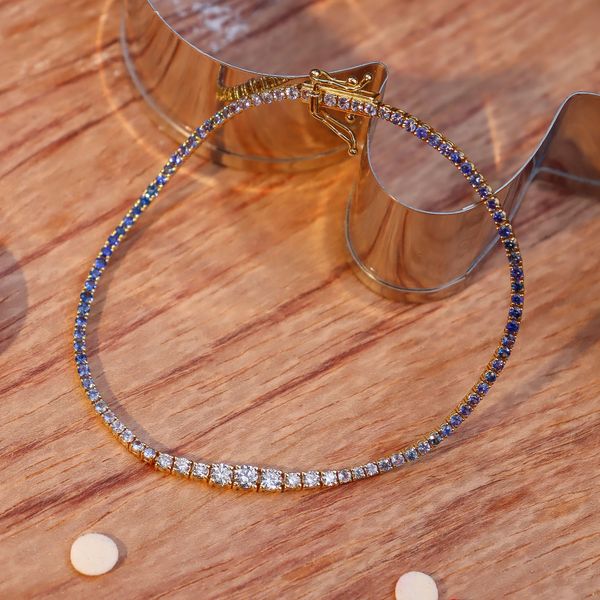 Sapphire & Diamond Ombré Tennis Bracelet Image 3 Miner's Den Jewelers Royal Oak, MI