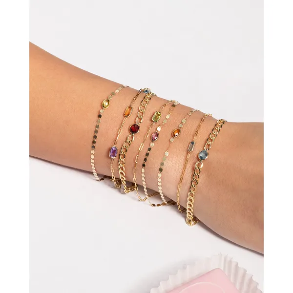 Citrine Bezel Paperclip Bracelet Image 2 Miner's Den Jewelers Royal Oak, MI