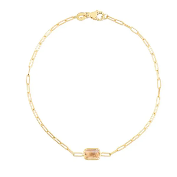 Citrine Bezel Paperclip Bracelet Miner's Den Jewelers Royal Oak, MI