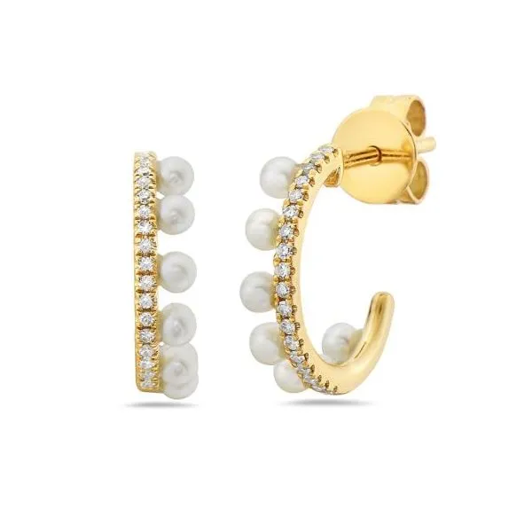 Pearl & Diamond Hoop Earrings
