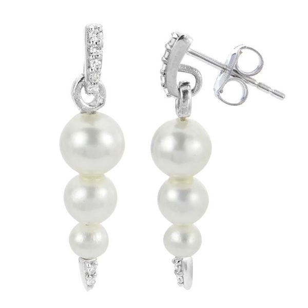 Pearl & Diamond Dangle Earrings Miner's Den Jewelers Royal Oak, MI
