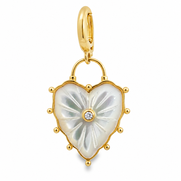 Mother of Pearl & Diamond Heart Pendant Miner's Den Jewelers Royal Oak, MI